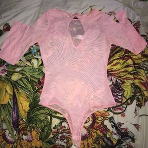 Mesh pink body suit